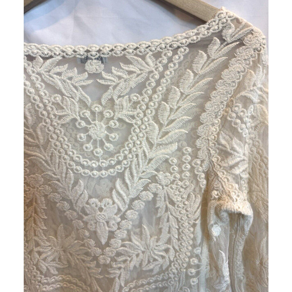 VTG Womens Lace Coquette Express Top Size S Embroidered Floral Dainty Feminine - Picture 12 of 16